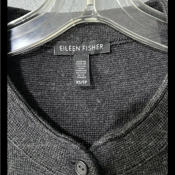 Eileen Fisher Merino Wool Button Front Cardigan Charcoal Gray Open Longsleeve XS - Picture 4 of 4